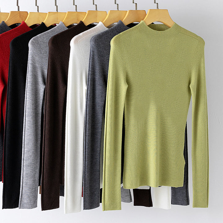 Damen Leichter Feinstrick-Pullover mit kurzem Stehkragen und schmaler Silhouette Drune