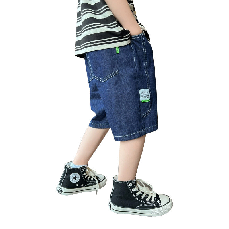 Jungen lässige Denim-Shorts mit großen Seitentaschen Drune