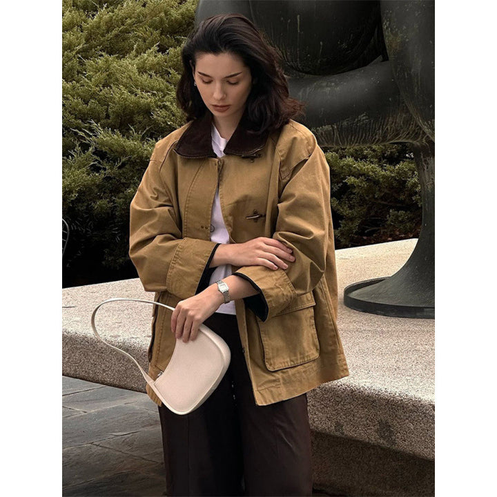 Damen Utility-Jacke mit klassischem Schnitt und hohem Kragen Drune