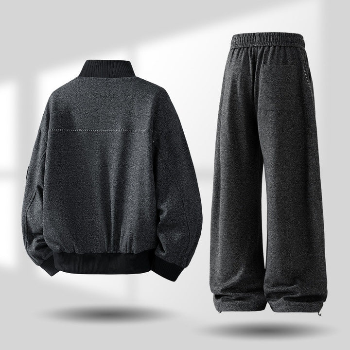 Herren komfortabler oversized Freizeit-Trainingsanzug mit Reißverschlussjacke und weiten Jogginghosen Drune