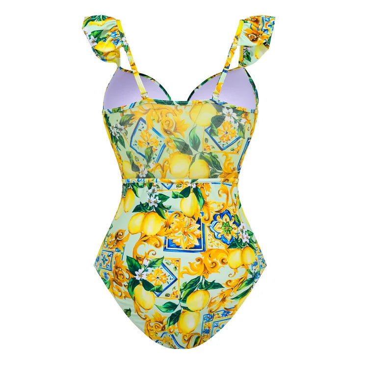 Damen Schwimmanzug mit floralem Design und V-Ausschnitt Drune