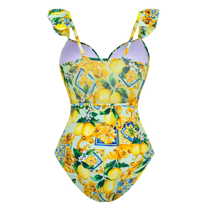Damen Schwimmanzug mit floralem Design und V-Ausschnitt Drune