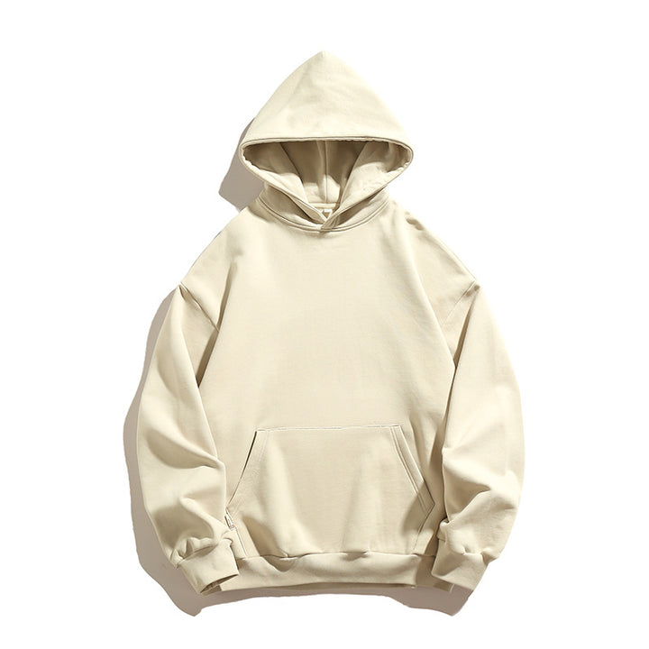 Unisex Kastenförmiger Kapuzenpullover mit minimalistischer Nahtführung, Kängurutasche und verlängertem Rückenteil Drune