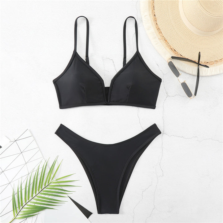 Damen Triangelbikini mit hoch geschnittenem Slip und verstellbaren Trägern Drune