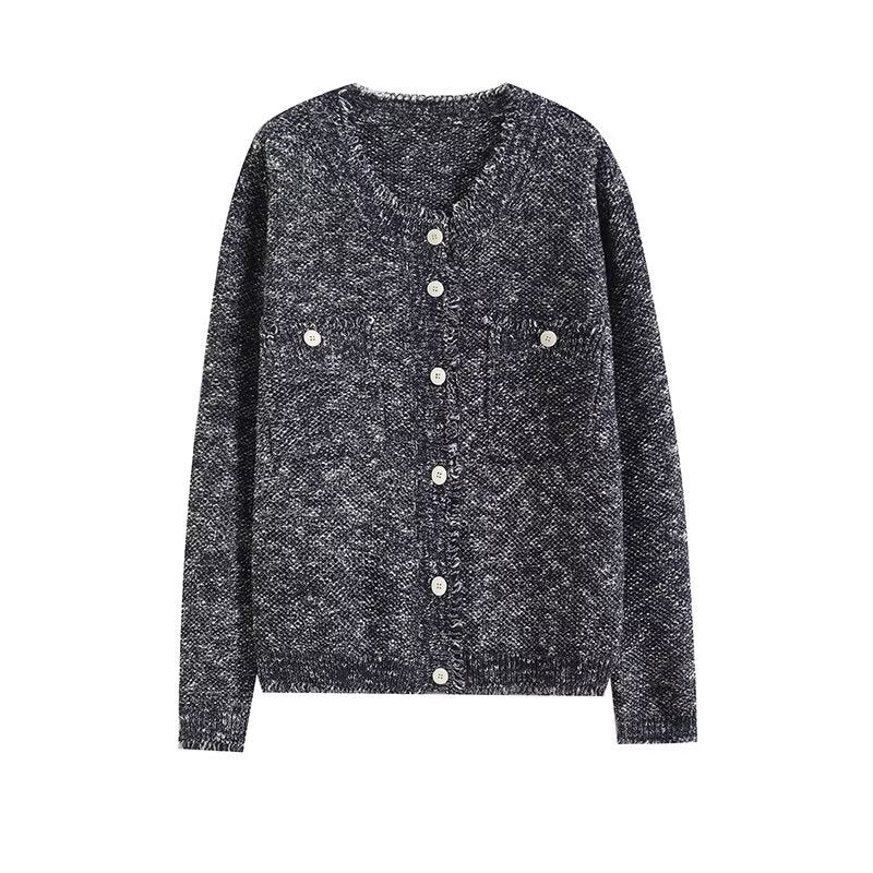 Damen modische Strickjacke mit Knopfleiste und praktischen Taschen Drune