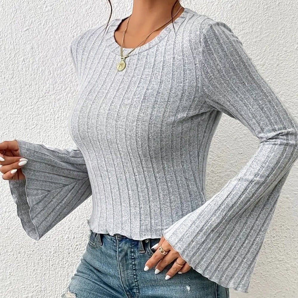 Damen Elegantes langärmliges Oberteil mit modischen Rüschendetails Drune