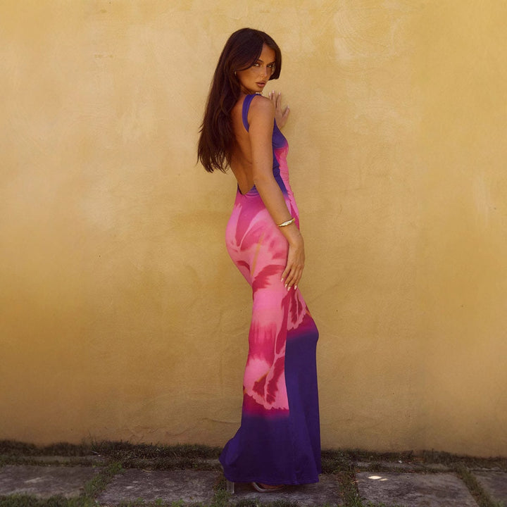 Damen figurbetontes Maxikleid mit floralem Design und elegantem Schnitt Drune