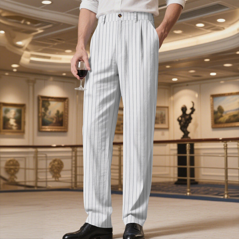 Herren elegante Anzughose mit feinem Nadelstreifen und bequemer Passform Drune