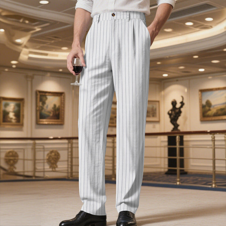 Herren elegante Anzughose mit feinem Nadelstreifen und bequemer Passform Drune