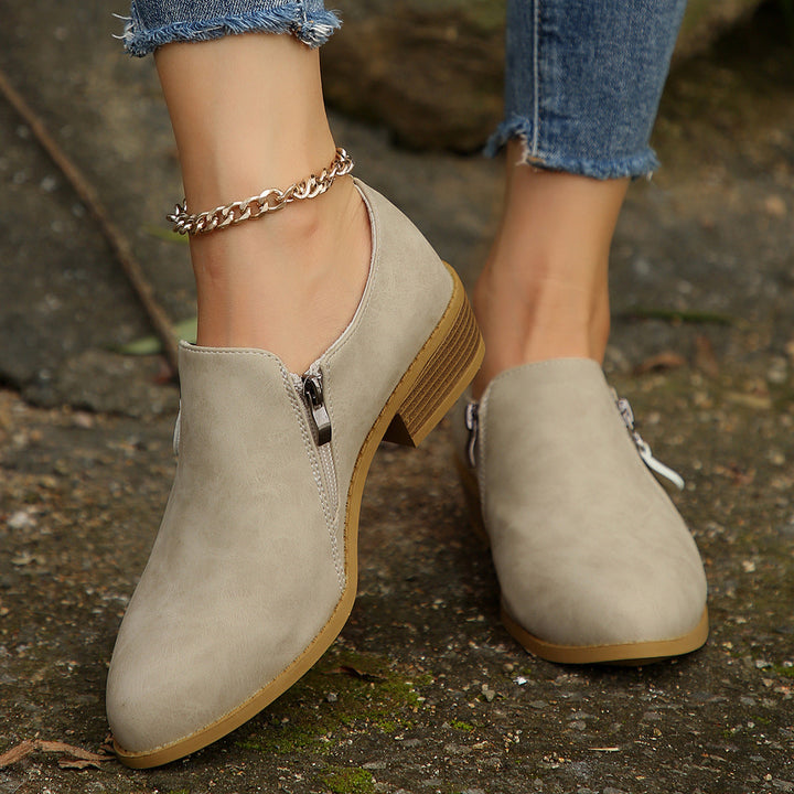 Damen Elegante Stiefeletten mit modischem Reißverschluss und komfortablem Blockabsatz Drune