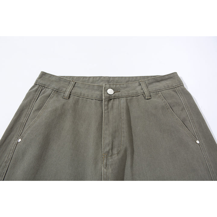 Damen Weite Bundfaltenhose im Utility‑Cargo‑Stil mit hoher Taille und markanten Teilnähten Drune