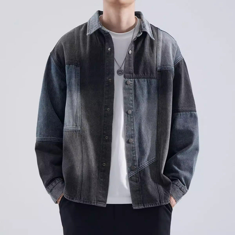 Herren lässige Denim-Hemdjacke mit modernen Farbeffekten Drune