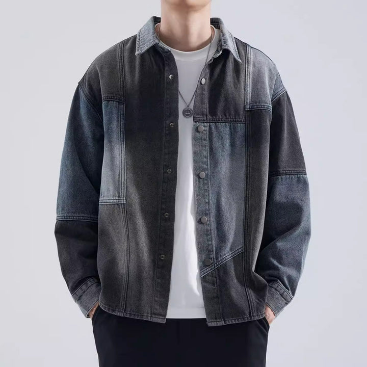 Herren lässige Denim-Hemdjacke mit modernen Farbeffekten Drune