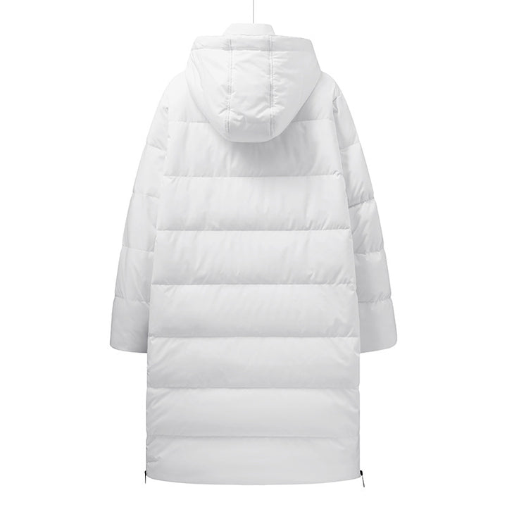 Damen Langer minimalistischer Steppmantel mit konturierter Kapuze und ultraleichter Thermofüllung Drune