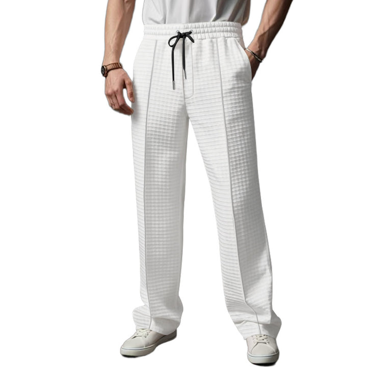 Herren Relaxed-Fit Freizeit-Hose mit strukturierter Karooptik, elastischem Bund & Kordelzug Drune