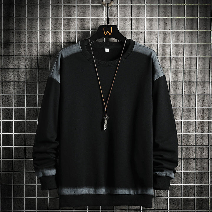 Herren Oversize-Sweatshirt mit Rundhals, kontrastiertem Spray‑Effekt und geripptem Saum Drune