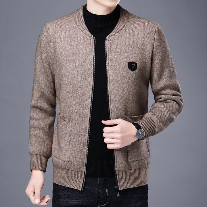 Herren Klassische Strickjacke mit Reißverschluss und aufgesetzten Taschen Drune