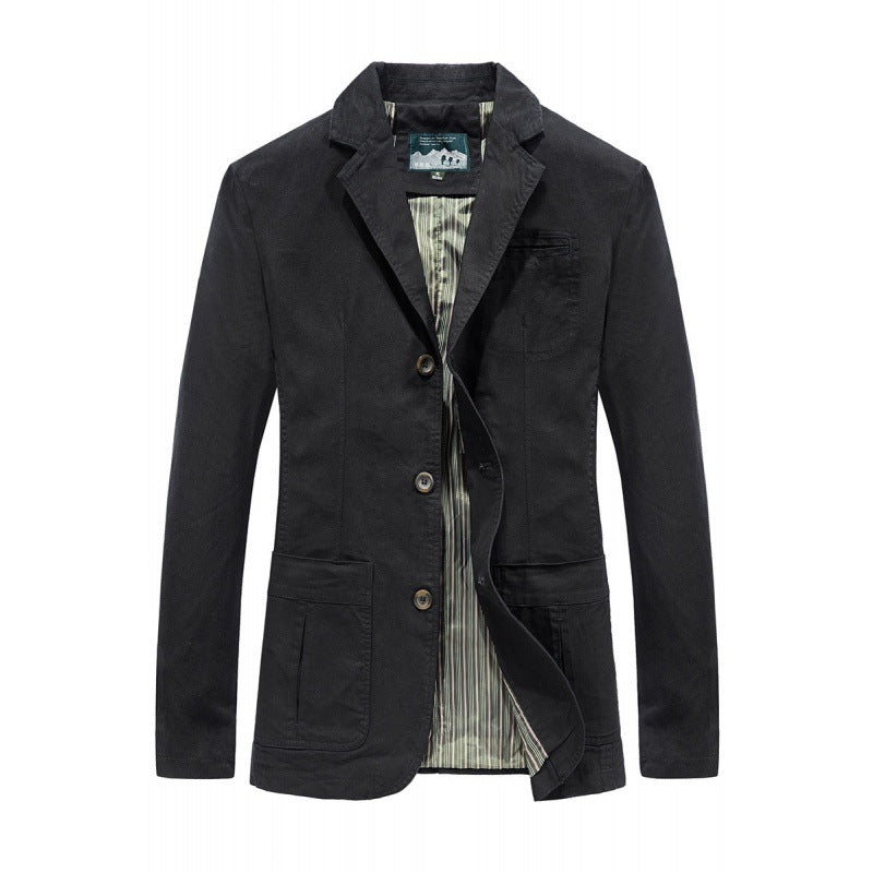 Herren nan legeres Baumwoll-Twill Sakko mit aufgesetzten Taschen und gestreiftem Innenfutter Drune