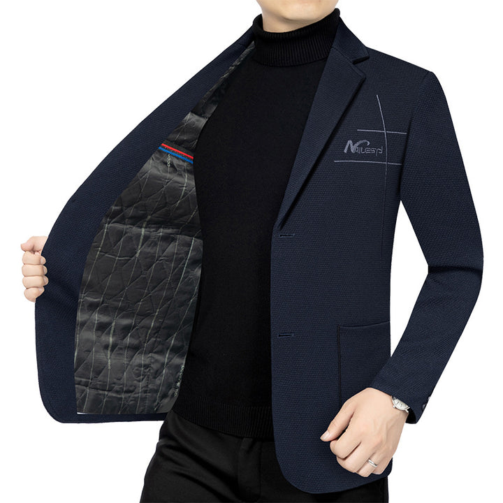 Herren elegantes halbgefüttertes Struktur-Sakko mit gesteppter Thermo-Innenfütterung und aufgesetzten Taschen Drune