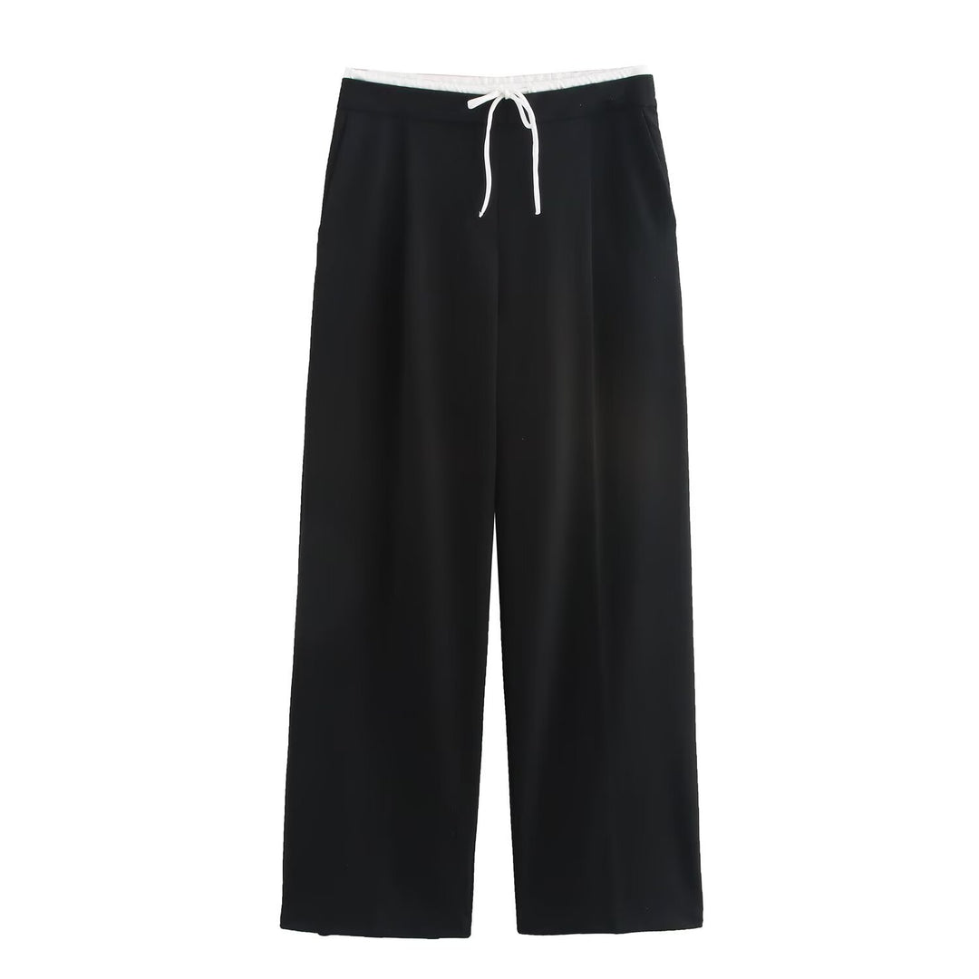 Damen 60+ weite Highwaist Palazzohose mit Tunnelzugbund und Bügelfalte Drune