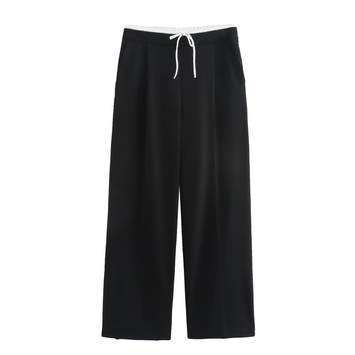 Damen 60+ weite Highwaist Palazzohose mit Tunnelzugbund und Bügelfalte Drune