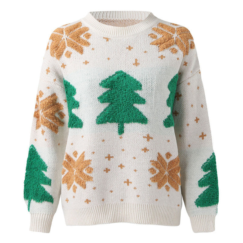 Damen Gemusterter Weihnachtspullover mit festlichem Design und gemütlicher Passform Drune