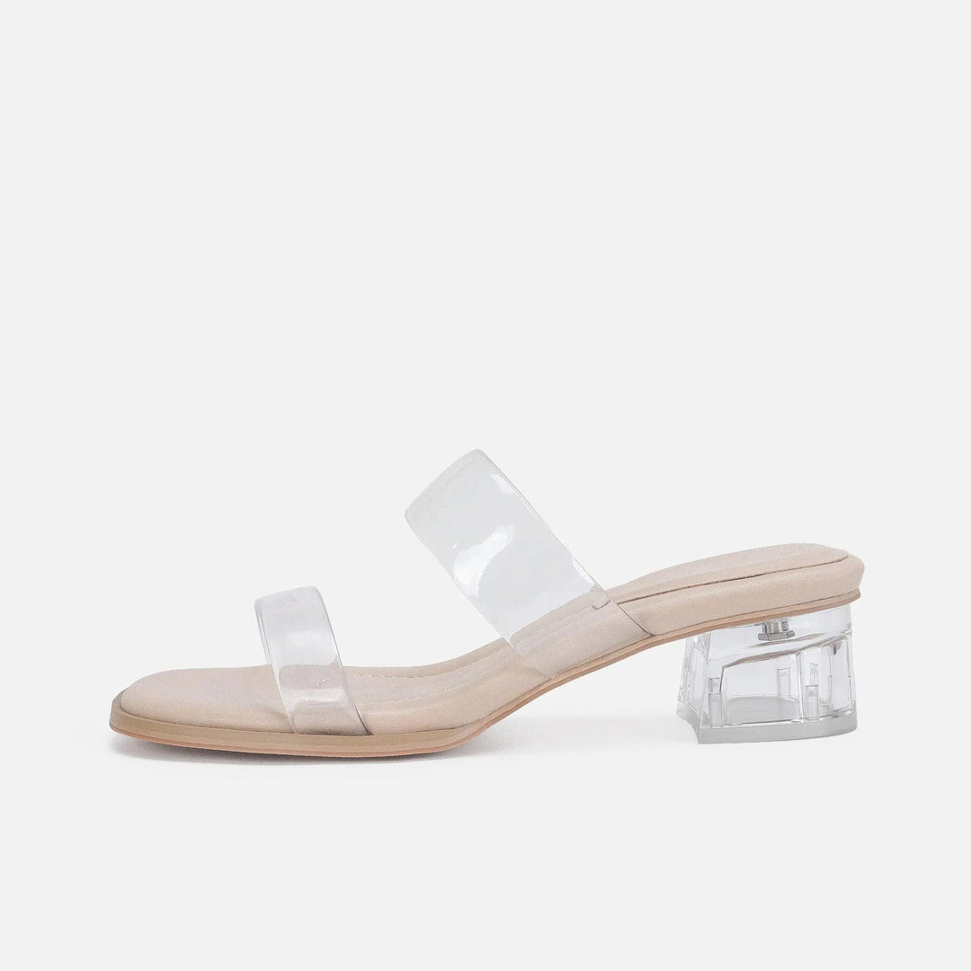 Drune | Damen Sandalen mit mittelhohem Absatz transparent