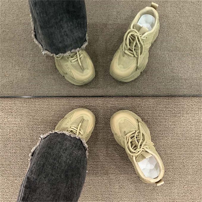 Damen Chunky Sneakers mit atmungsaktiver Mesh-Oberfläche und gepolsterter Sohle Drune