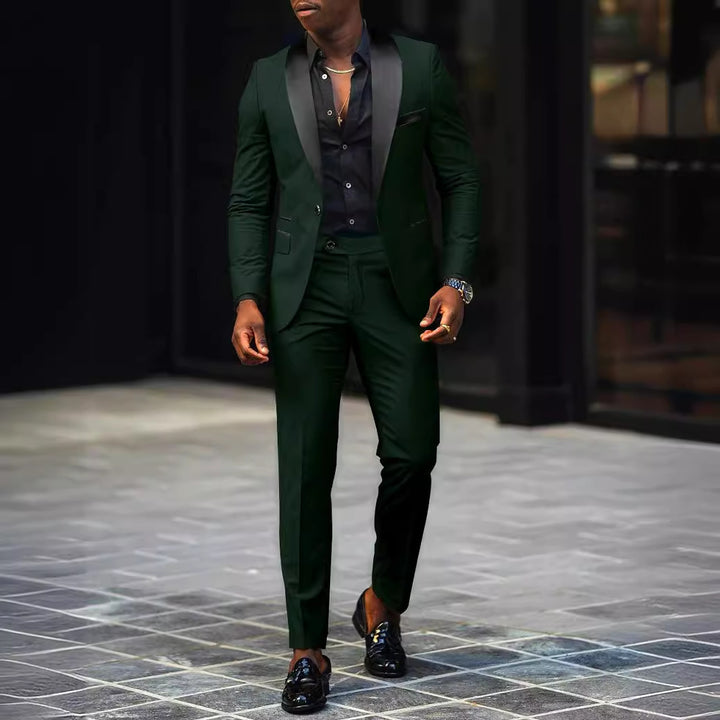 Herren nan schmal geschnittener Smokinganzug mit Satinrevers und Slim-Fit-Hose Drune