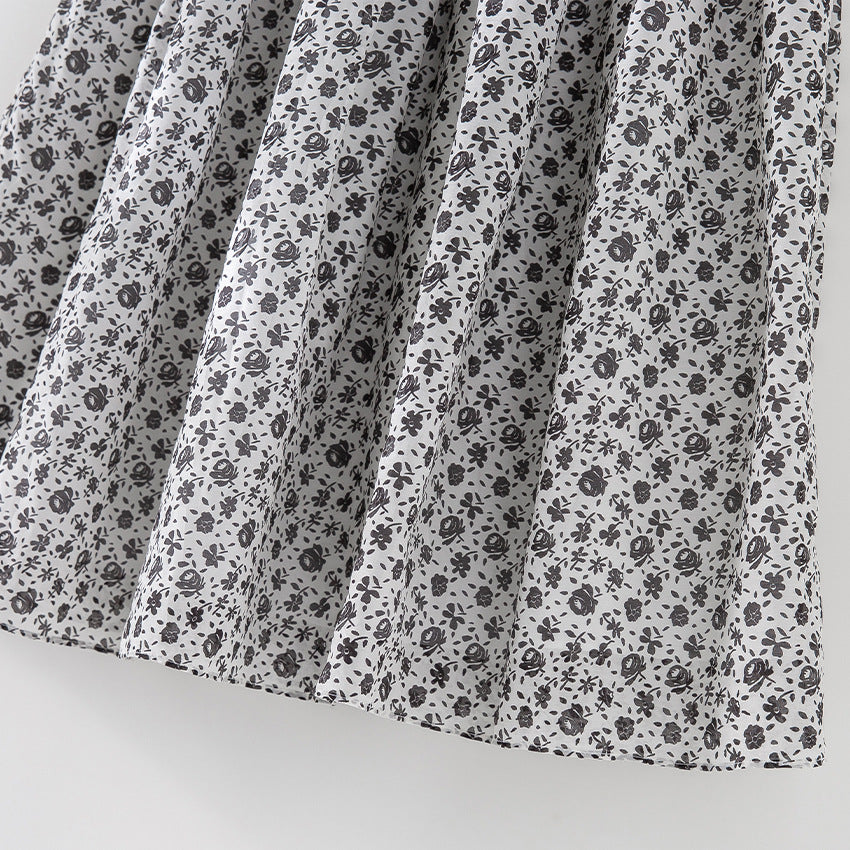 Damen Midirock mit gerafftem Bund und kleinem Blumenprint Drune