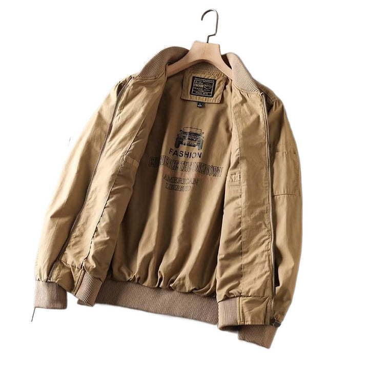 Herren Casual Bomberjacke mit Reißverschluss, Brustpatch und Ärmel-Taschendetail Drune