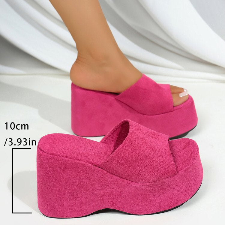 Damen Plateau-Sandalen mit transparentem Riemen und rutschfester Sohle Drune