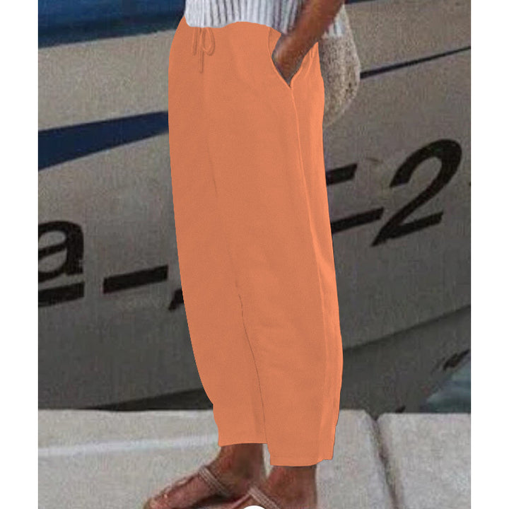 Damen Ankle Harem Hose mit Kordelzug, Seitentaschen und elastischem Knöchelbund Drune