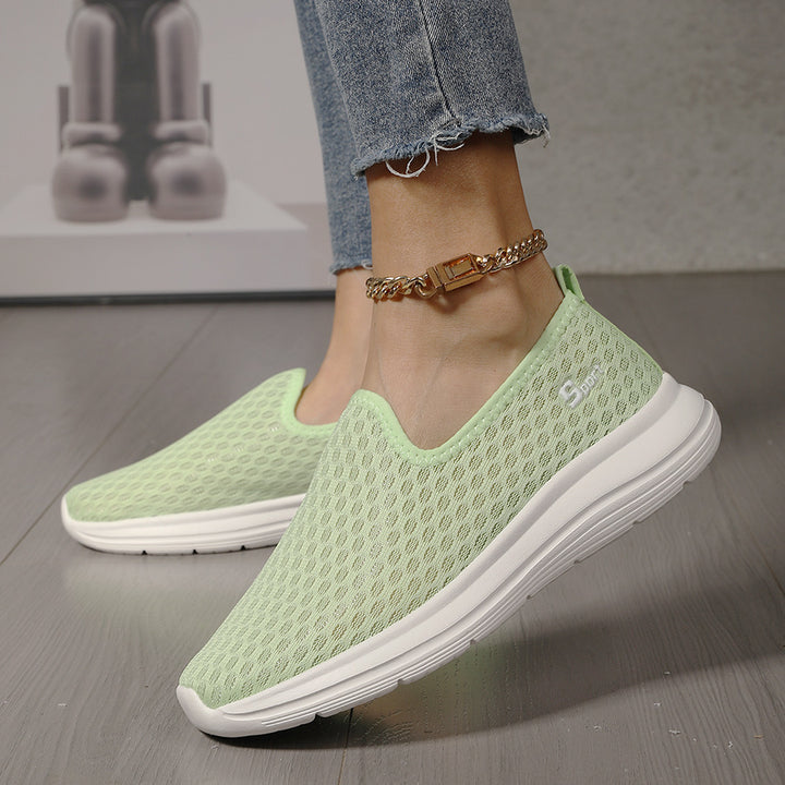 Damen nan ultraleichter Strick-Schlupfschuh mit nahtlosem Obermaterial, gepolsterter Komfortsohle und flexibler Laufsohle Drune