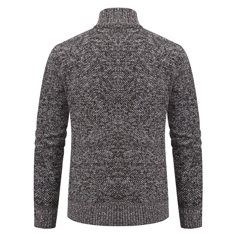 Herren Feiner Jacquard-Cardigan mit durchgehendem Reißverschluss, Stehkragen und Eingrifftaschen Drune