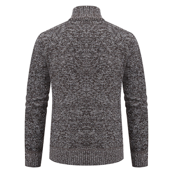 Herren Feiner Jacquard-Cardigan mit durchgehendem Reißverschluss, Stehkragen und Eingrifftaschen Drune