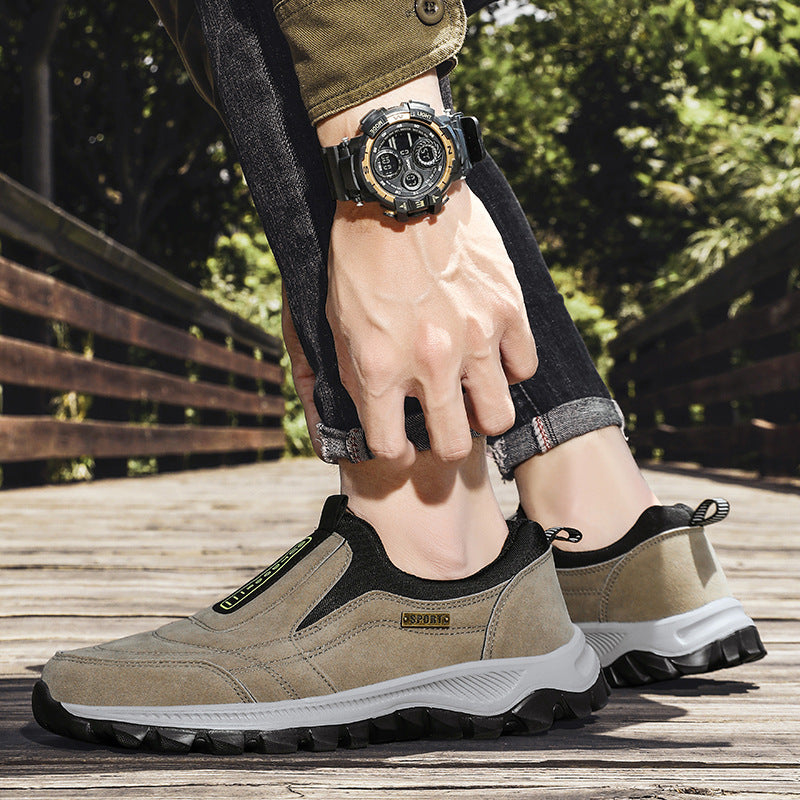 Herren Slipper-Sneaker aus Veloursleder-Optik mit rutschfester Profilsohle Drune