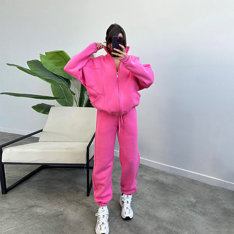 Damen lässiger Zweiteiler mit oversized Hoodie und Jogginghose Drune