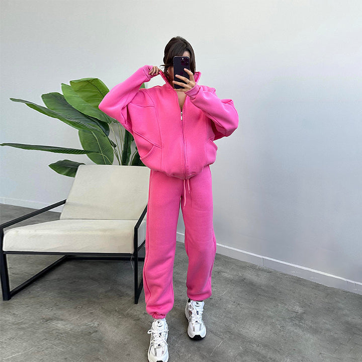 Damen lässiger Zweiteiler mit oversized Hoodie und Jogginghose Drune