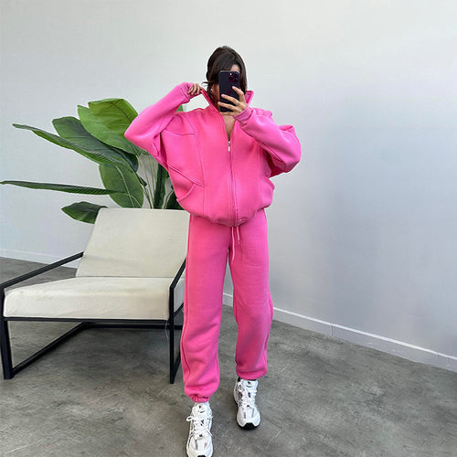 Damen lässiger Zweiteiler mit oversized Hoodie und Jogginghose Drune