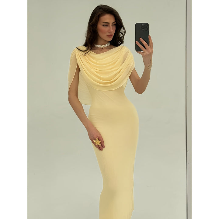 Damen Etuikleid mit drapiertem Oberteil und elegantem Rückendetail Drune