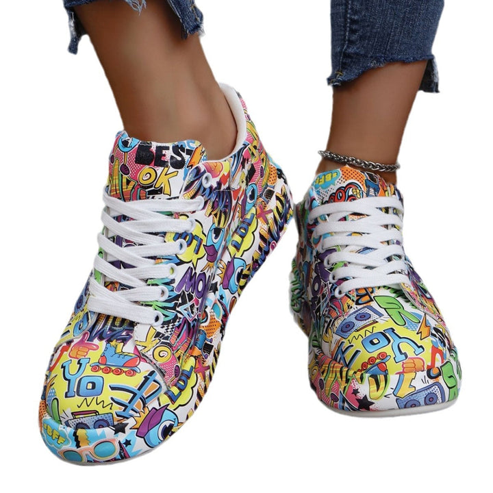 Damen modische High-Top Sneakers mit buntem Grafikdesign Drune