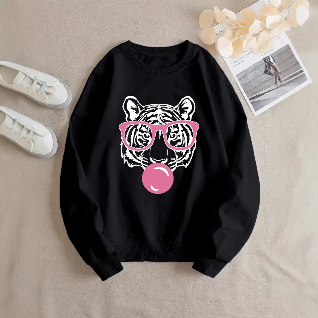 Damen Sweatshirt mit kreativem Tiger-Design und lässigem Schnitt Drune