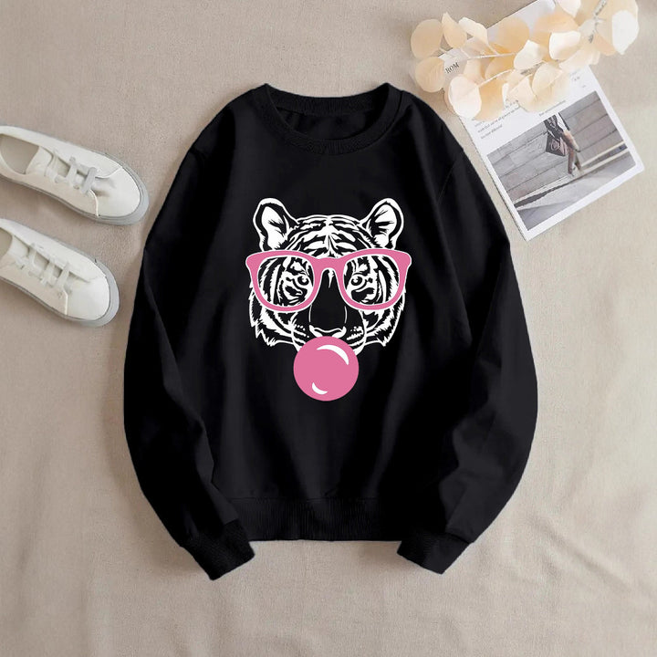Damen Sweatshirt mit kreativem Tiger-Design und lässigem Schnitt Drune