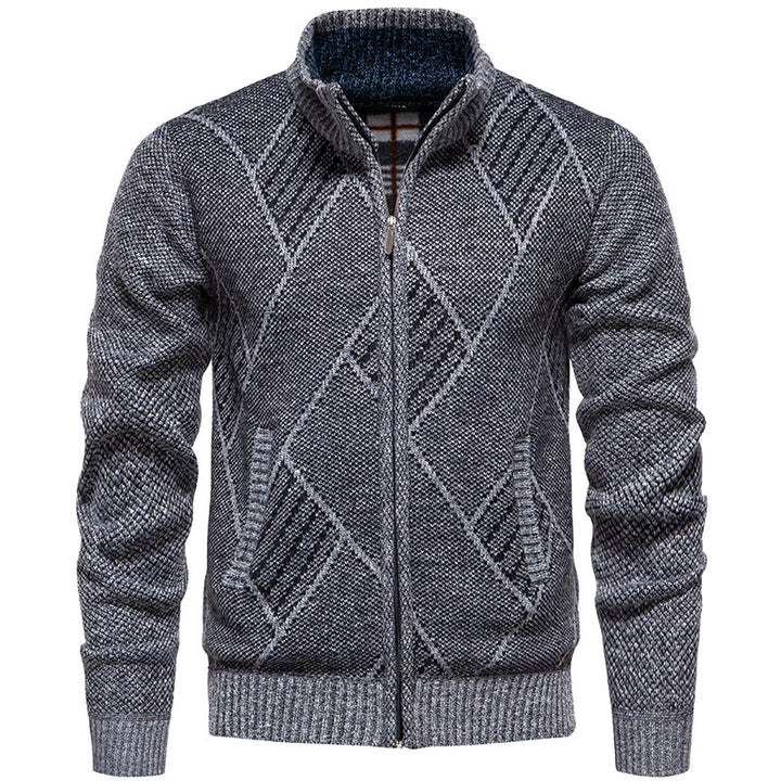 Herren modischer Strickjacke mit Stehkragen und einzigartigem Zopfdesign Drune