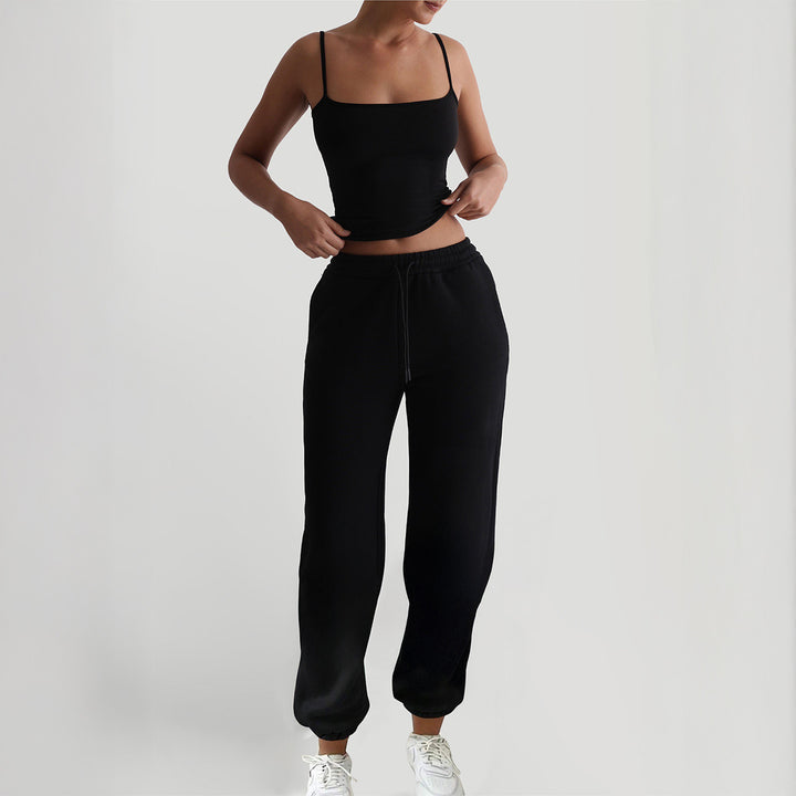 Damen Sportliches Zweiteiliges Set mit schmalem Oberteil und bequemen Hosen Drune