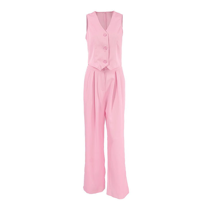 Damen elegantes Overall-Set aus hochwertigem Material mit schmalem Schnitt und schwingenden Beinen Drune