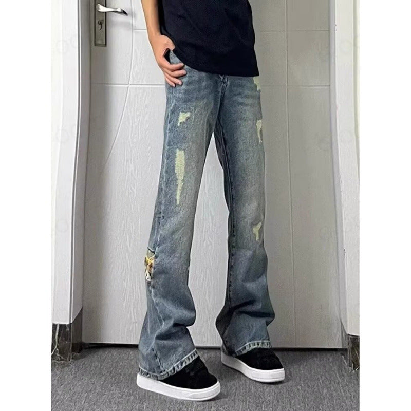 Herren modische und lässige Jeans mit kreativen Zierdetails Drune