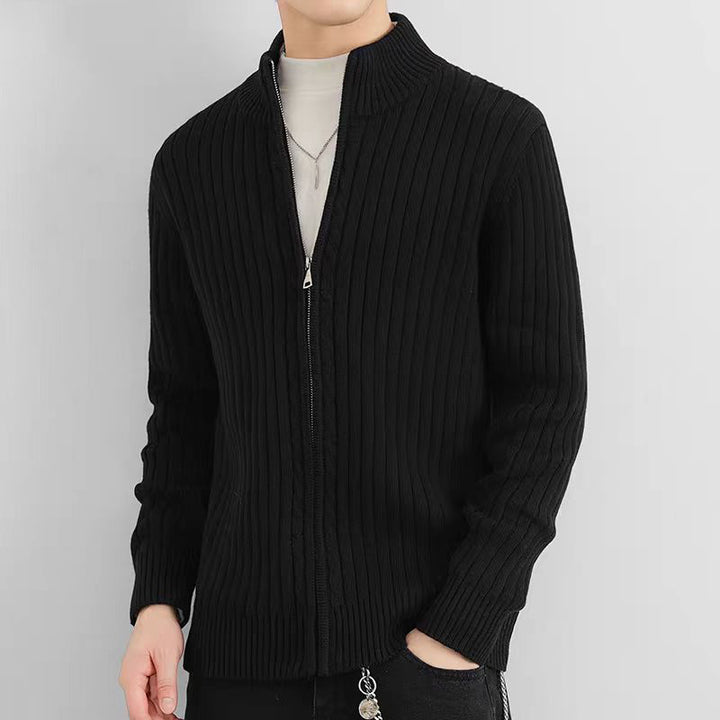 Herren Strickjacke mit durchgehendem Reißverschluss und hochgeschlossenem Kragen Drune