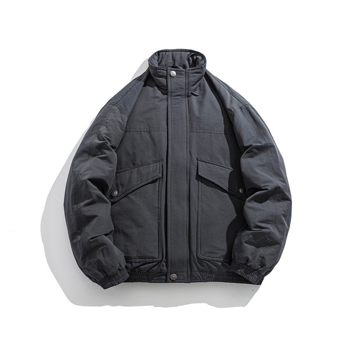 Herren Boxy Utility-Bomberjacke mit Stehkragen und aufgesetzten Klappentaschen Drune